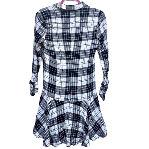 NEW Sam Edelman Plaid Gingham Dress Long Sleeve Black White Collar Size 2 - Picture 5 of 5